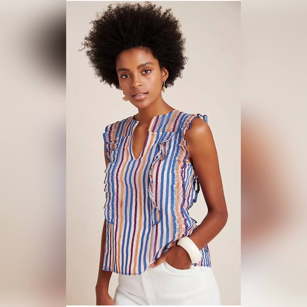 NWT Maeve Anthropologie Elisabetta Ruffled Blouse